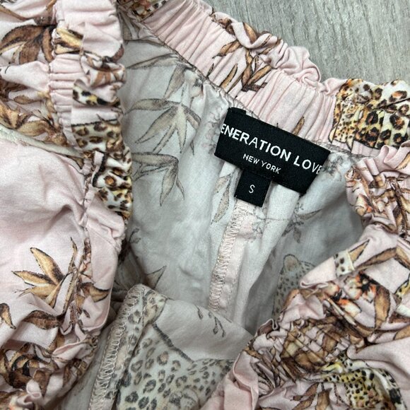 Generation Love Pink Leopard Botanical Print Pajama Short Set Size Small - Picture 6 of 9